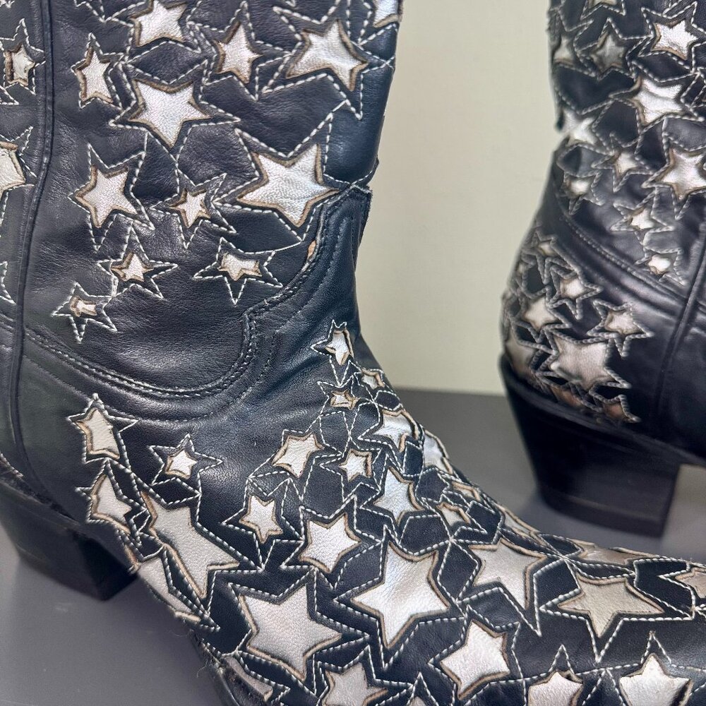 Western Black Boots with Silver Star Accents - Picture 4 of 5